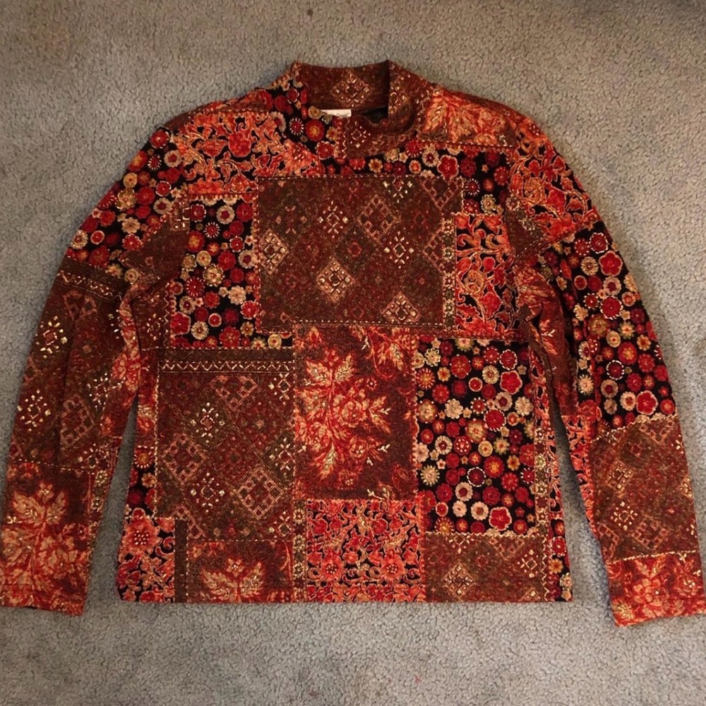 Coldwater Creek Multicolor Patchwork Top